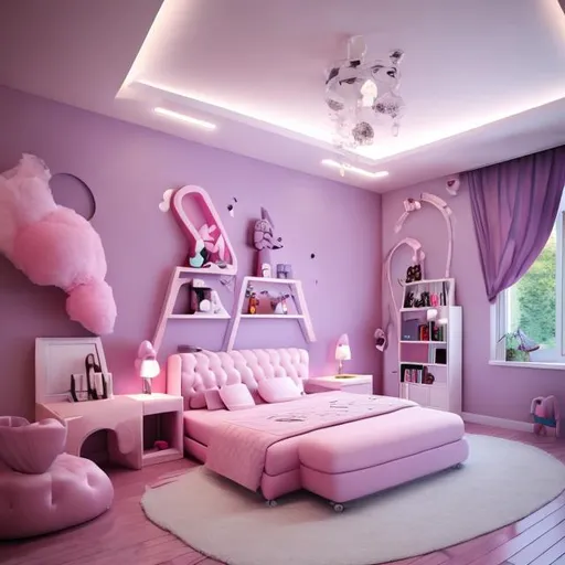 Prompt: modern bedroom for big girls

