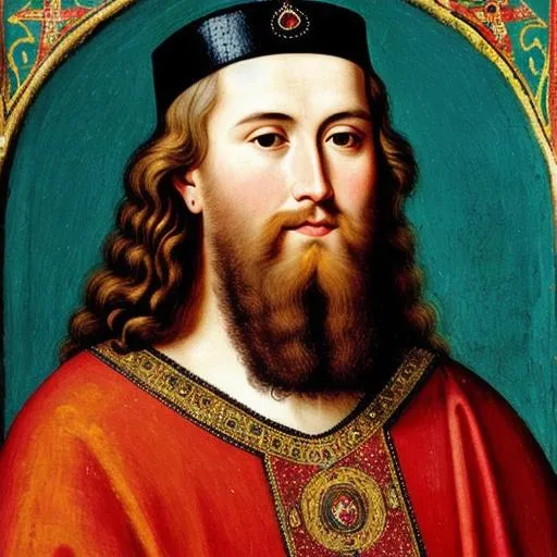 Prompt: portrait of a 10th-century Saxon light-haired king