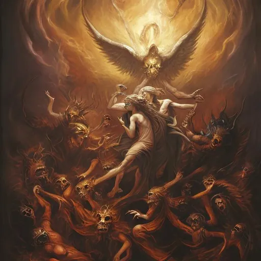 Prompt: Demons and angels dance in purgatory