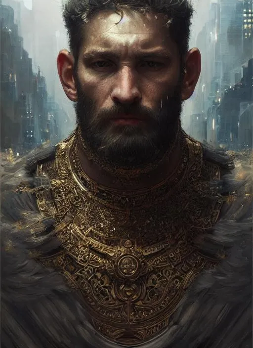Prompt: Portrait of God, face, city, perfect composition, hyperrealistic, super detailed, 8k, high quality, trending art, trending on artstation, sharp focus, studio photo, intricate details, highly detailed, by greg rutkowski