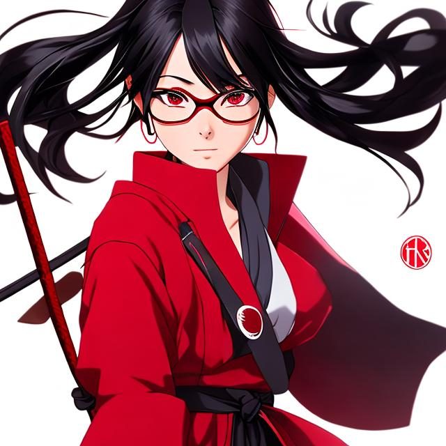 sarada uchiha, uchiha, ninja, anime, red glasses, re