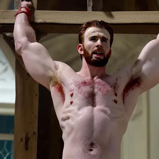 Prompt: chris evans being crucified 