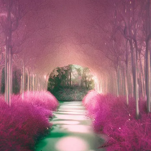 Prompt: Orchid Forest, translucent, magical, HD, surreal, detailed, colorful, award-winning CGI, led, dynamic lighting 