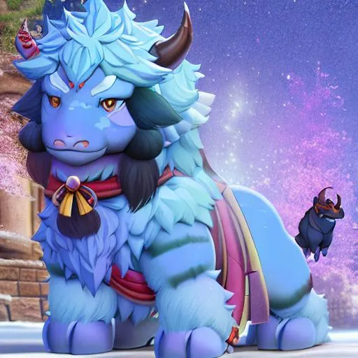 Prompt: cute mythical 3D picture of a buffalo, and dragon hybrid 