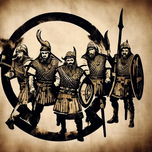 Prompt: Multiple vikings in a battlefield stencil 