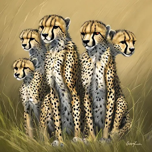 Prompt: Team of cheetah art