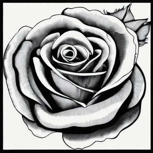 Prompt: black and white coloring page image of a rose 