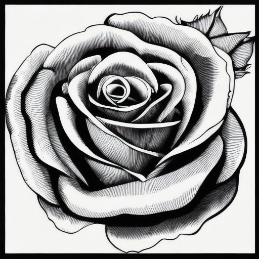 black and white coloring page image of a rose | OpenArt