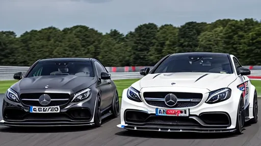 Prompt: Black track modified Mercedes Amg c63 at Le Mans, Perfect, smooth, fast, detailed, 4k, night,