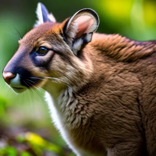 Prompt: Sabertoothed woolly pademelon 