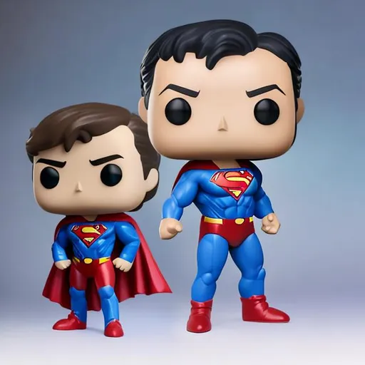 Prompt: Funko pop superman figurine, made of plastic, product studio shot, on white background, diffused lighting, centered
