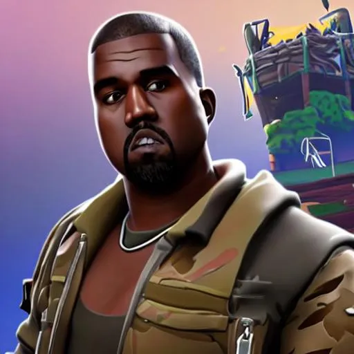 Prompt: Kanye West in fortnite