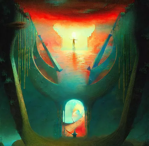 Prompt: Beyond the Void by Zdzisław Beksiński Digital Illustration Concept Art