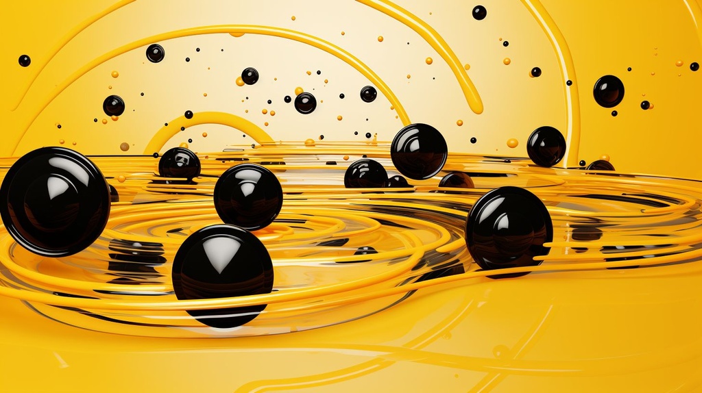 Prompt: bubbles emerge from the checkerboard vector whirpool, black and yellow vibes