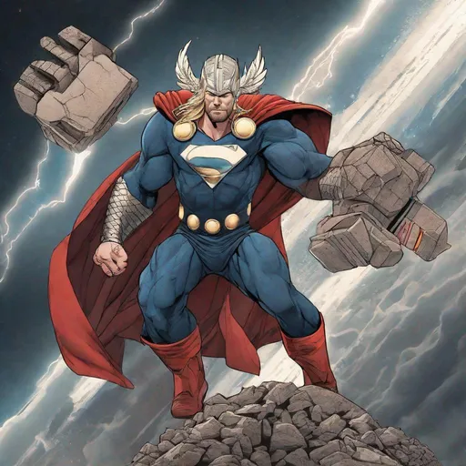 Prompt: Thor and Superman combined 