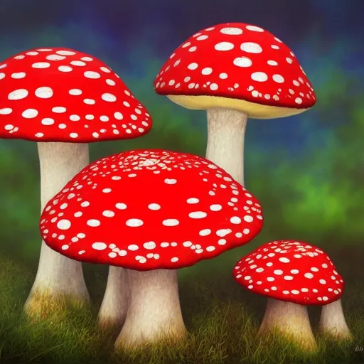 Prompt: Amanita muscaria hyper realistic masterpiece painting 