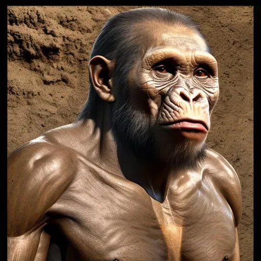 Prompt: A complete image image depicting the physical featuresof our earliest Homo Sapien ancestors 