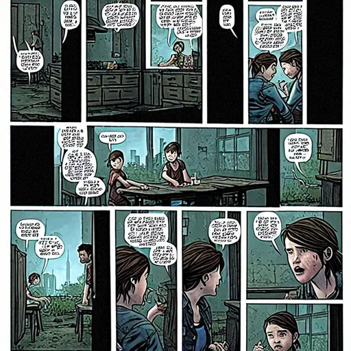 The last of us comics 4k, ellie in DC-style panels