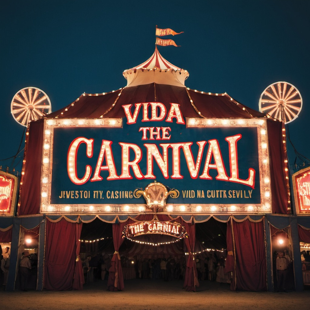 An Illuminated Circus Sign Saying The Vida Carnival an-illuminated-circus-sign-saying-the-vida-carnival