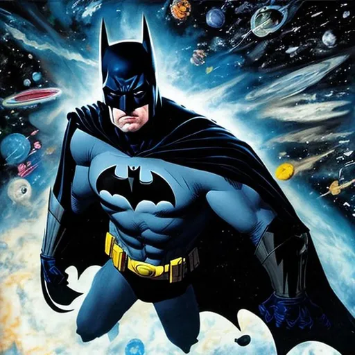 Prompt: Batman in space Hyperrealistic 