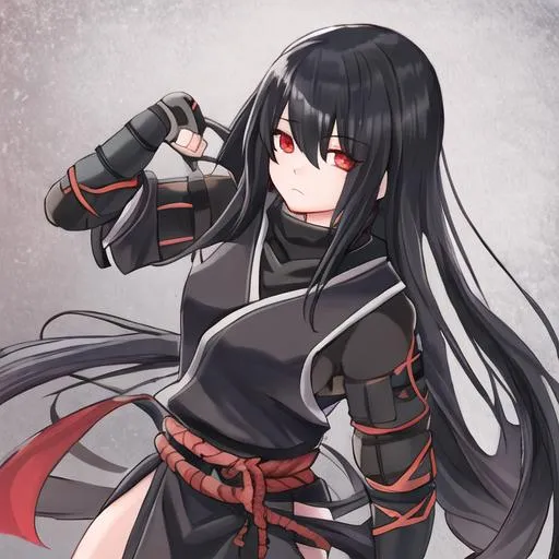 Prompt: Shinobi girl, long black hair
