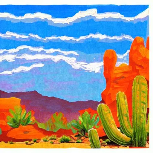 Prompt: southwest cactus landscape painting





