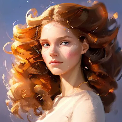 Prompt: Portrait of a young girl, 11, brown skin, black curly flowing hair, hazel brown eyes, wearing a pale yellow dress infinitely extending, perfect features, oil painting effect Krenz Cushart + loish +gaston bussiere +craig mullins, j. c. leyendecker +Artgerm, oil painting texture.