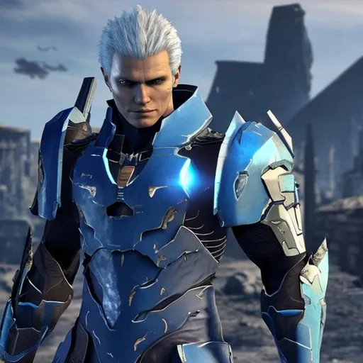 Prompt: Vergil from devil may cry, as a halo Spartan