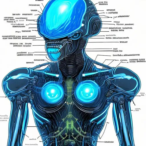 Prompt: real diagram of an cybernetic alien god 
