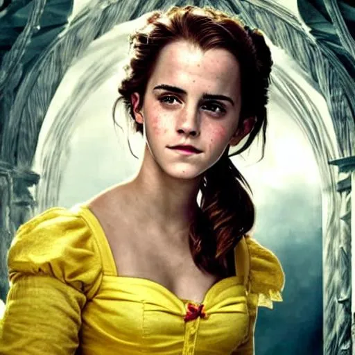 Prompt: emma watson as belle, fine-tuned, 3D, fantasy, detailed face