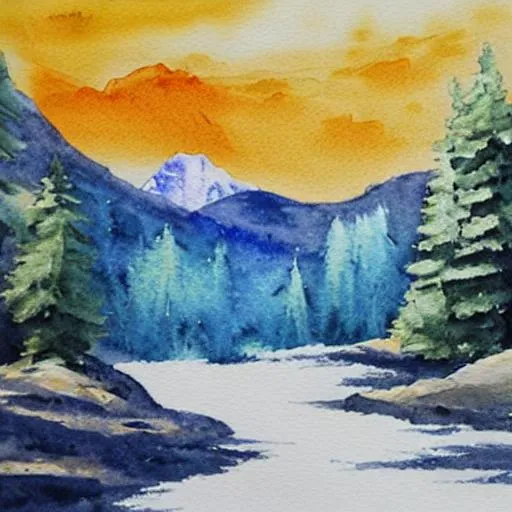 Prompt: mountain landscape watercolor painting




