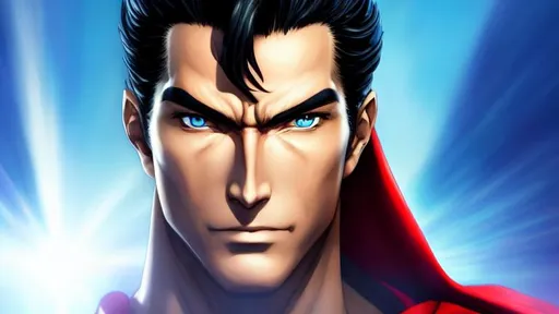 Prompt: face portrait of a Superman, smooth skin, realistic normal hair, symmetrical, fierce anime eyes, dramatic lighting, detailed face, by Kazuma Kaneko, Kaneko Kazuma, shin megami tensei, SMT, Shin Megami Tensei Nocturne, concept art, digital painting, looking into the camera, scruffy, medium short hair, anatomically correct