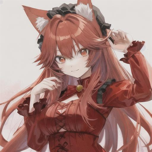 Cute Red Haired Anime Girl With Cat Ears Openart