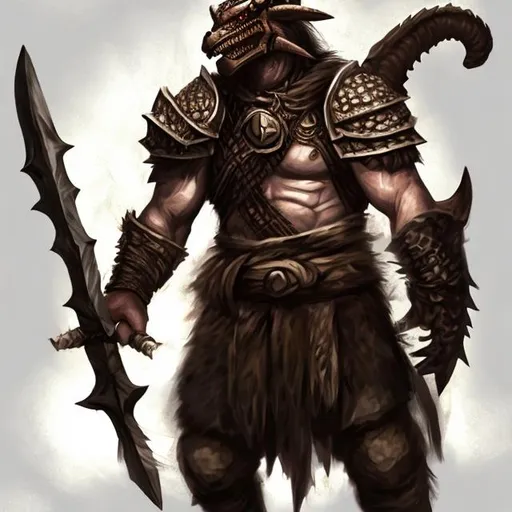 Prompt: dragonborn barbarian male
