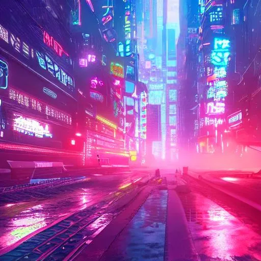 Prompt: i, a detailed cyberpunk city, mist, rain, neon light, giant aircrafts, 8k, high definition, trending on artstation
