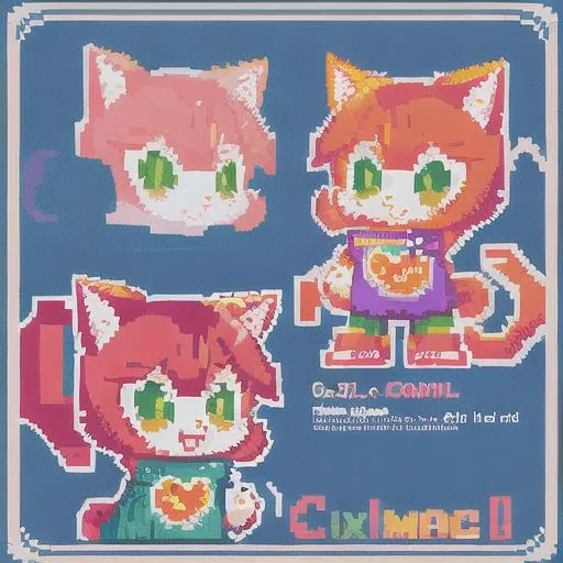 Prompt: Cool Cat, Pixel art in the style of Omocat