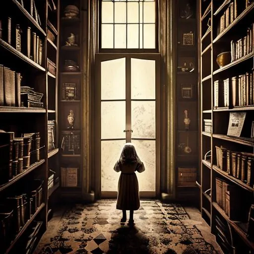 Prompt: Lila found herself in a dimly lit chamber, the air heavy with the scent of earth and decay. She had stumbled upon the hidden room her family had kept secret for generations. The walls were lined with shelves filled with dusty tomes and ancient artifacts. Symbols and markings adorned the walls, their meanings known only to the initiates of the Sterling family.

But what captured Lila's attention was the ornate pedestal at the center of the room. On it lay an old, leather-bound book, its pages yellowed with age.