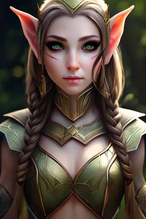 Prompt: portrait female elf archer, natural eyes, high quality, photorealistic, realistic lighting