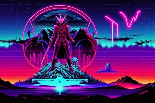 Prompt: Synthwave Norse Mythology