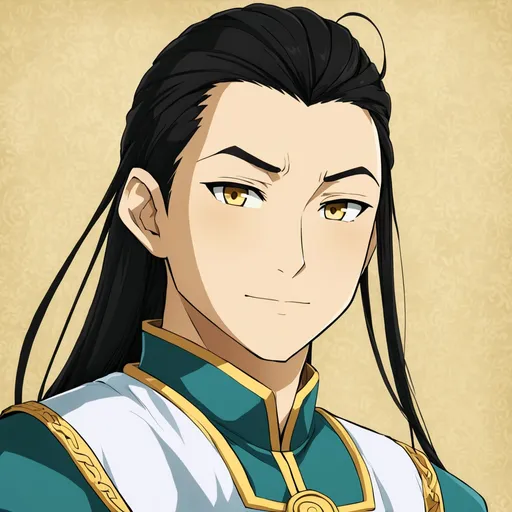 Prompt: Avatar the last airbender, ATLA, old, rich chinese man, sleezy, feudal. portrait. black hair