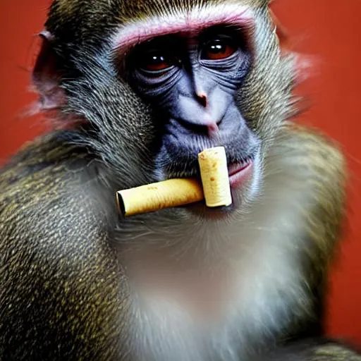 Prompt: Monkey smoking 