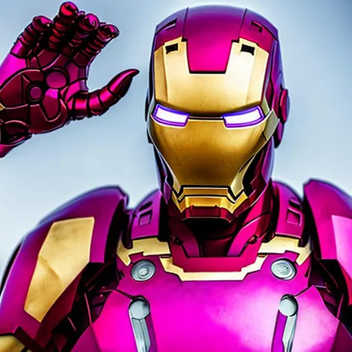 Prompt: a hot pink iron man




