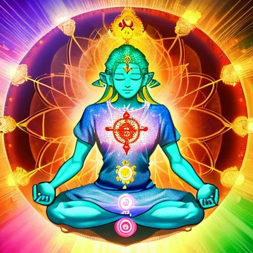 Prompt: Power of meditation align 7 chakras
And received god power 