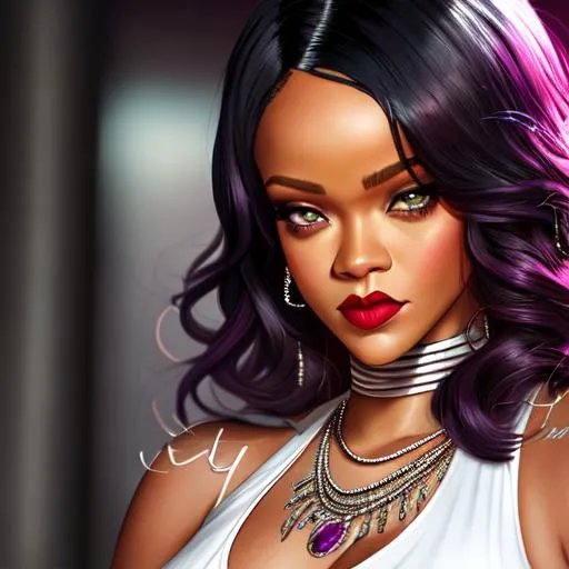 Prompt: Rihanna as a villain, pregnant , Hyper realistic, detailed face 