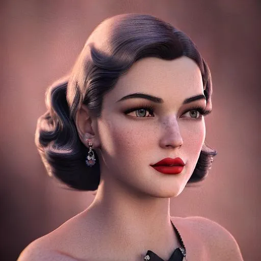 Prompt: Capture the essence of a 1930s female influencer. Think glamour, elegance, and sophistication. Your camera should evoke the era's vintage aesthetic. Set up your shot with careful attention to lighting, composition, and framing. Bring out the subject's style and charisma, and transport the viewer to another time