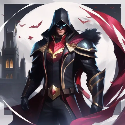 Prompt: Damien Wayne, League of Legends Splash Art Style