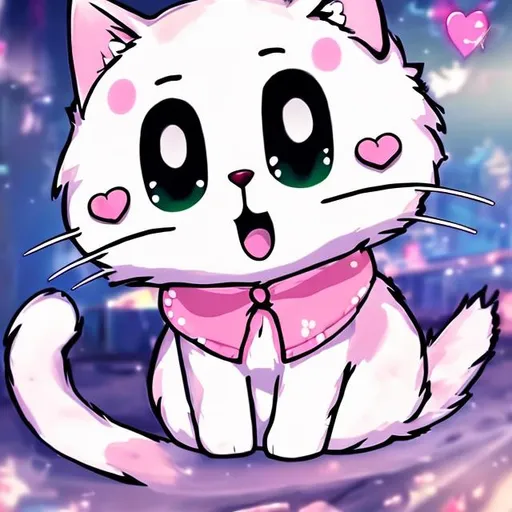 Prompt: cat kawai anime ultrahd cute pur
