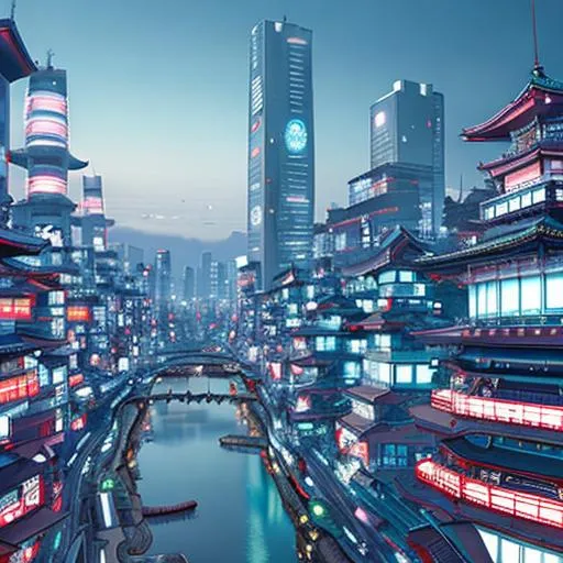 Prompt: Futuristic japan city
