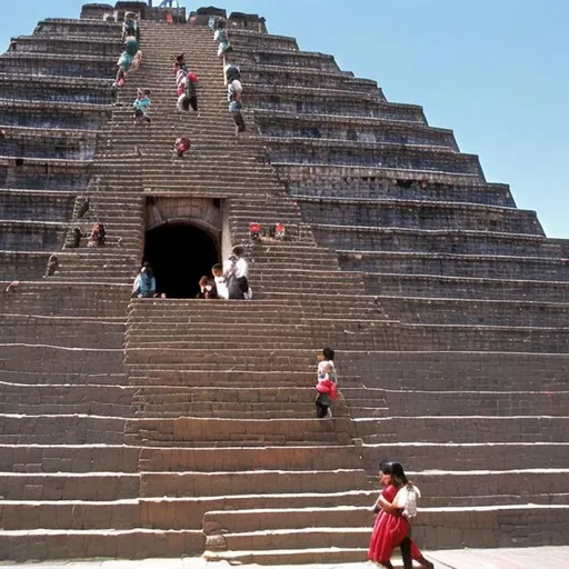 Aztec princess climbing steps of temple mayor in ten... OpenArt