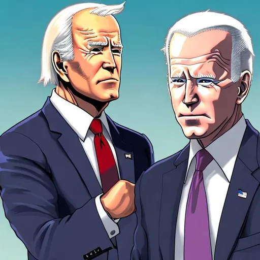 Prompt: Anime Joe Biden about to throw a punch at Donald Trump